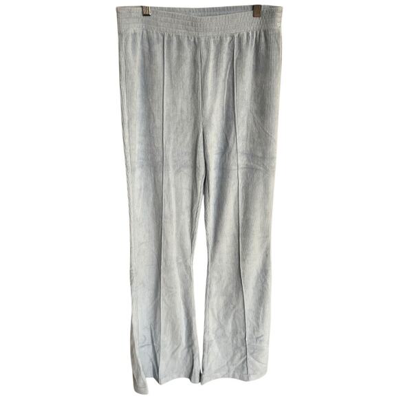Aerie soft blue velour corduroy style lightweight flare pants high waist Med NWT - Picture 1 of 4